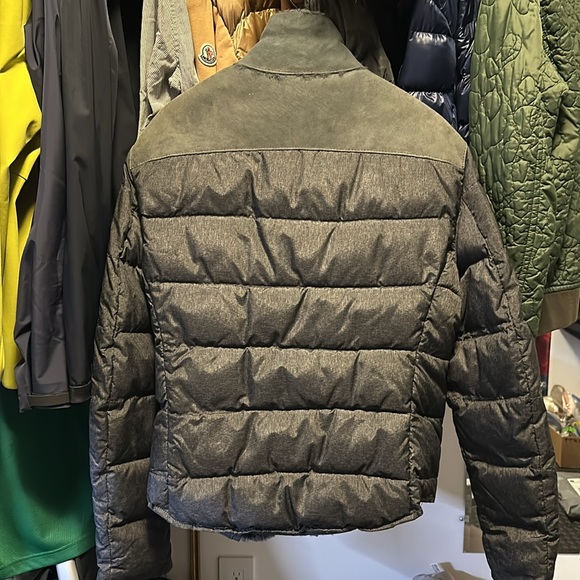 Emporio Armani Genuine Mutton Leather w/ Fabric Mix Bomber Jacket - Picture 2 of 9